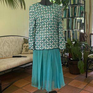 Joan Leslie Evening Outfit - Turquoise & Sequins!